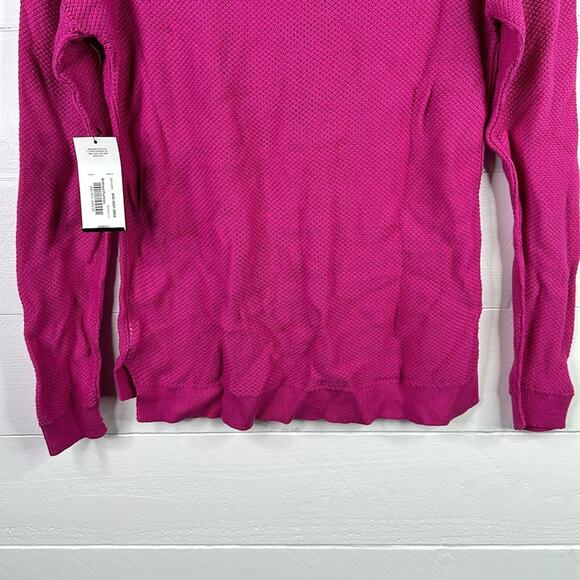 ANA Pink Fuchsia Scoop Neck Long Sleeve Knit Sweater Sweatshirt Top Size Small - Picture 4 of 13
